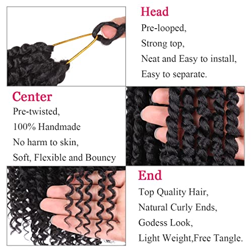 Leeven 22 Inch 8 packs Pre-twisted Passion Twist Crochet Hair 12 Roots/pack Pre-looped Crochet Braids Hair for Passion Twist Braiding Hair Natural Black Twists Hair - Image 3