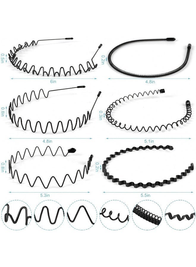 Zivye 6 Pieces Metal Headbands with 5 Elastics for Men and Women Fashion Headband, Unisex Wavy Hair Bands Outdoor Sports Head Bands Simple Elastic Non-Slip Hair Accessories - Image 4