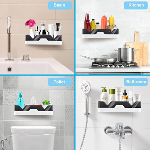 Leawall Self-Adhesive Plastic Bathroom Rack - Wall Mounted Shelf Organizer for Bathroom & Kitchen - Durable Storage Rack for Bathroom Accessories, Home Organization & Hardware - Image 4