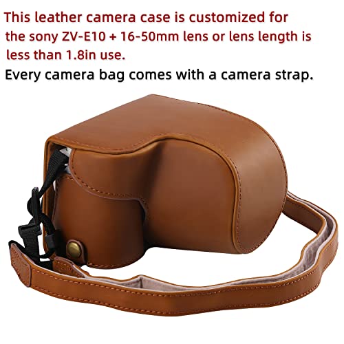 Hargedis XEVN for Sony ZV-E10 case,for Sony ZV-E10 case,Premium PU Full Body Leather Camera Case Bag for Sony Alpha ZV-E10 Fit 16-50mm Lens with Camera Shoulder Strap - Image 2