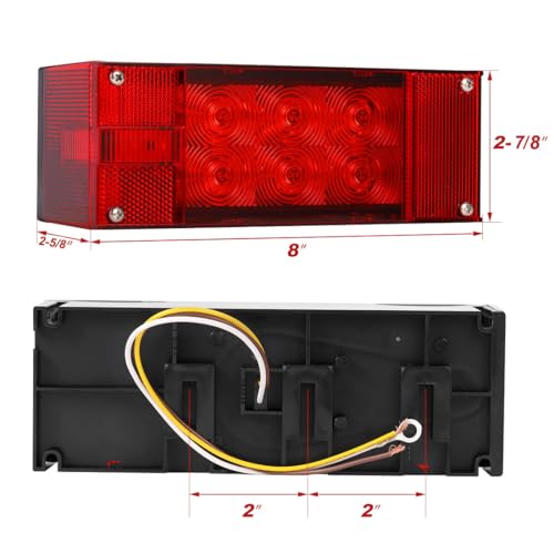 CZC AUTO 12V LED Low Profile Submersible Rectangular Trailer Light Kit Tail Stop Turn Running Lights for Boat Trailer Truck Marine - Image 2