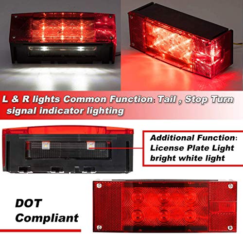 CZC AUTO 12V LED Low Profile Submersible Rectangular Trailer Light Kit Tail Stop Turn Running Lights for Boat Trailer Truck Marine - Image 5