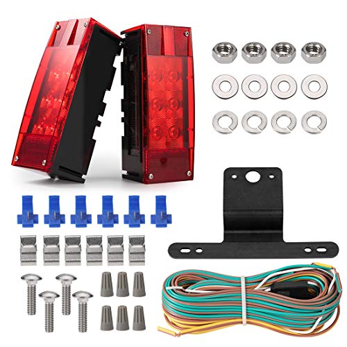 CZC AUTO 12V LED Low Profile Submersible Rectangular Trailer Light Kit Tail Stop Turn Running Lights for Boat Trailer Truck Marine - Image 1