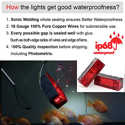 CZC AUTO 12V LED Low Profile Submersible Rectangular Trailer Light Kit Tail Stop Turn Running Lights for Boat Trailer Truck Marine - Image 4