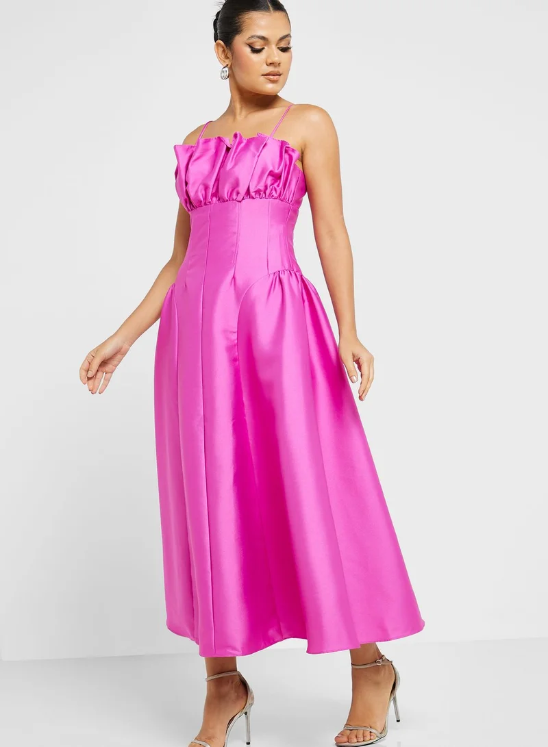 Femi9 Cold Shoulder Ruched Detail Dress