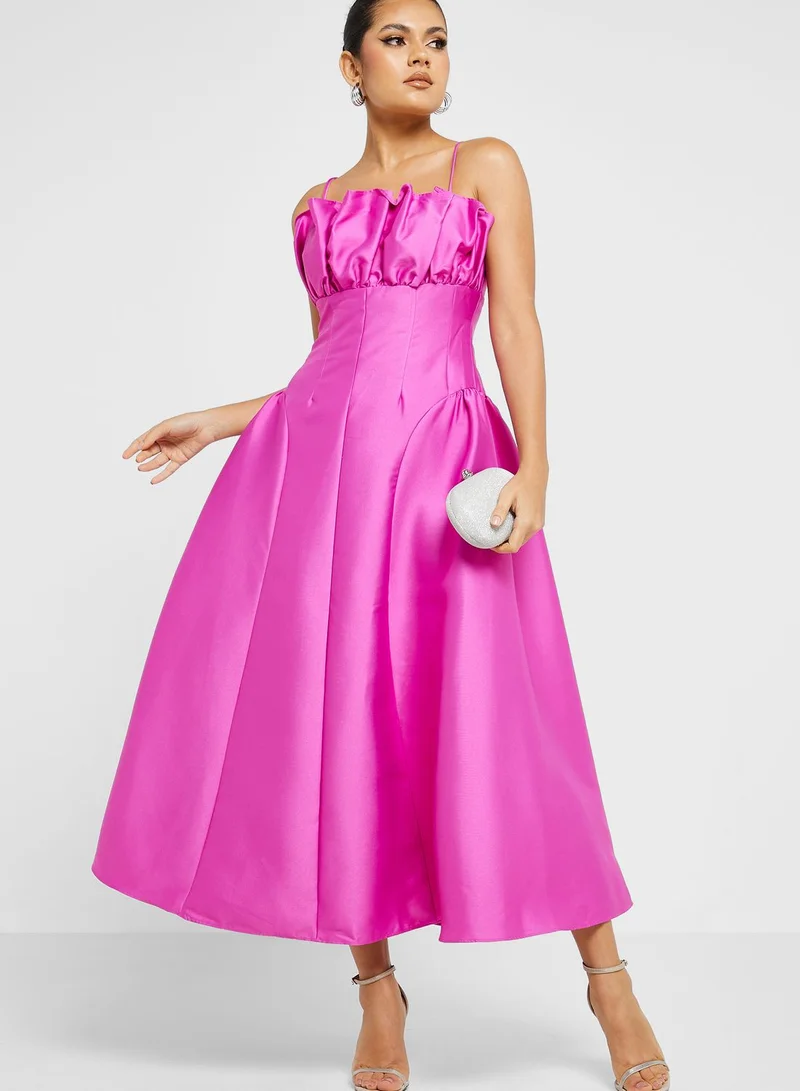 Femi9 Cold Shoulder Ruched Detail Dress