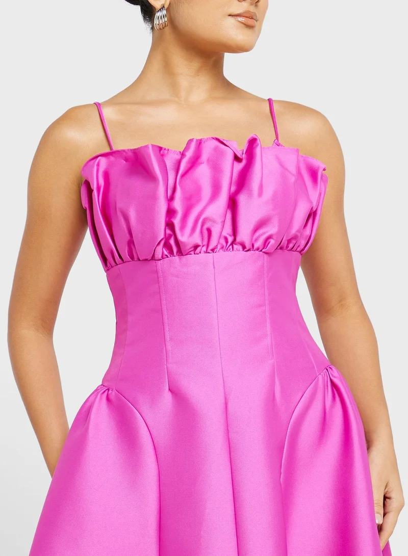 Femi9 Cold Shoulder Ruched Detail Dress
