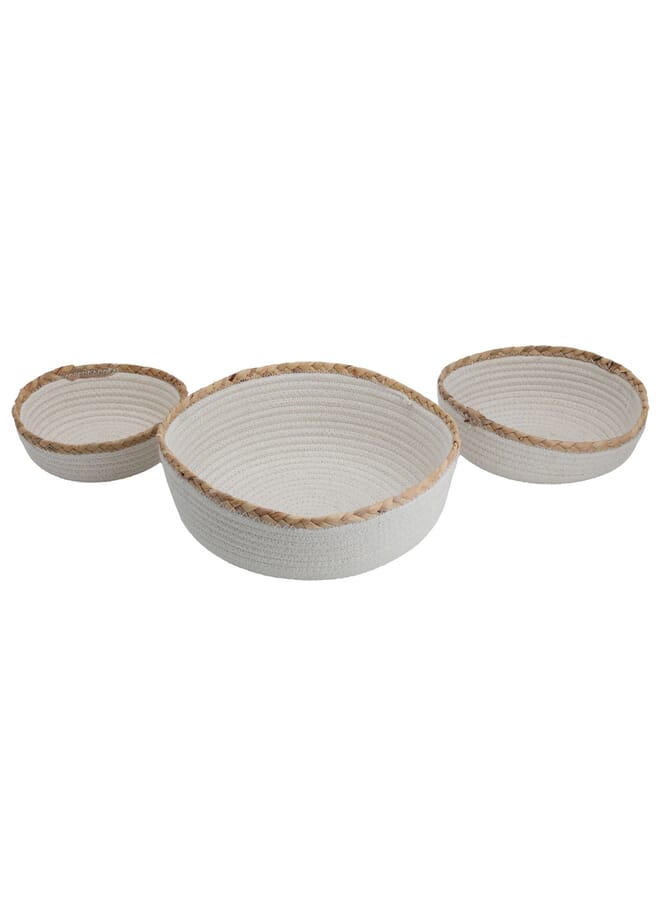 Alsaif Gallery Al Saif Gallery Cotton Bowl Set, 22 x 26 x 32 cm, Round, 3 Pieces - Beige - Image 2