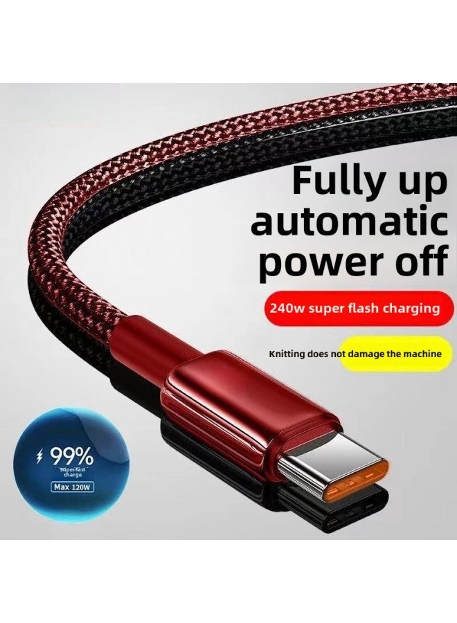 Typec Data Line 240W Super Fast Charging For Huawei P30/40 Glory Nova6/7/8 Charging Line 6A-Color:2m : Classy Pure Copper Does Not Damage The Machine - Does Not Get Hot - Bodhi Red [240w Flash Charging] 1 Pack  - Image 1