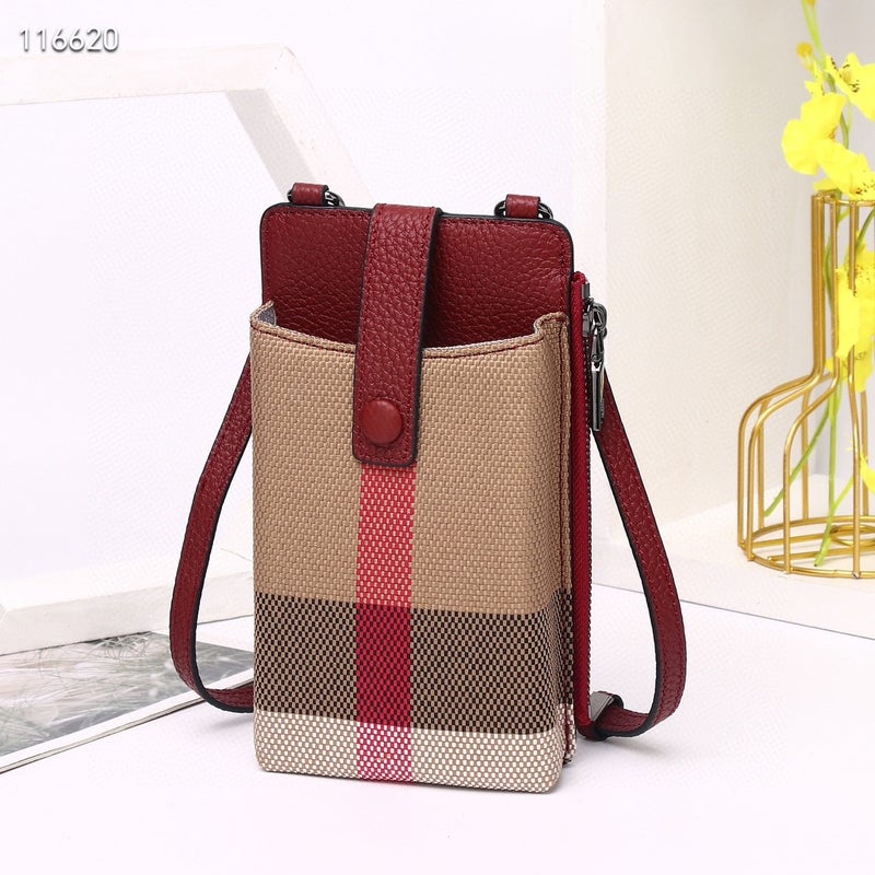Small Bag Exquisite Canvas With Cowhide Mini Bag Women'S Contrast Color Crossbody Fashion Shoulder Mobile Phone Bag - Image 1