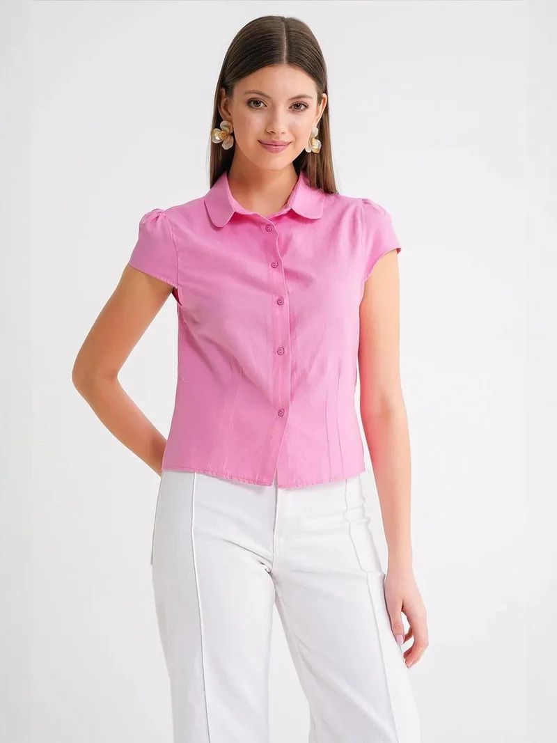 MixRay Powder Pink Mixray Slim Fit Poplin Shirt for Women | Best Price UAE