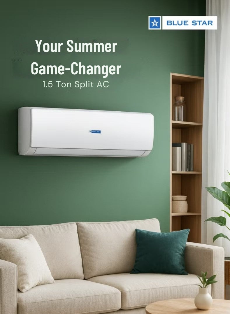 Bluestar 1.5 Ton Inverter Split Air Conditioner | Model HW18CCFAN3-01 | R410A Eco-Friendly Refrigerant | Rotary Compressor | Turbo Cooling | Energy Efficient | 100% Copper | Auto Restart | White - Image 2