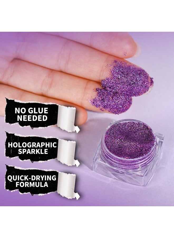 Body Glitter Gel,Purple Face and Body Glitter Set, 6 Shapes, Hair Glitter Gel, Makeup Glitters for Face, Body, Hair