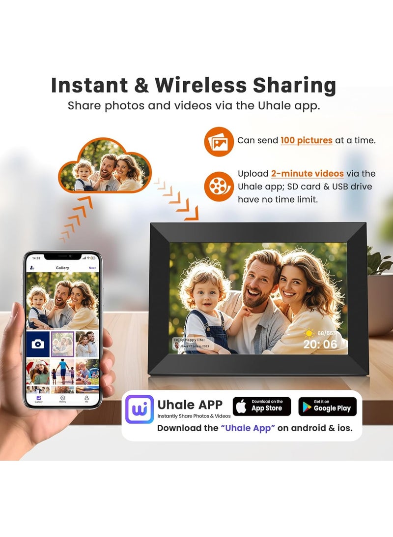 Haokang Smart WiFi Digital Photo Frame 10.1-Inch, HD Touchscreen, Instant Photo & Video Sharing via App, Auto-Rotate, Built-in 16GB Storage, Electronic Frame for Photos & Video Clips - Image 2
