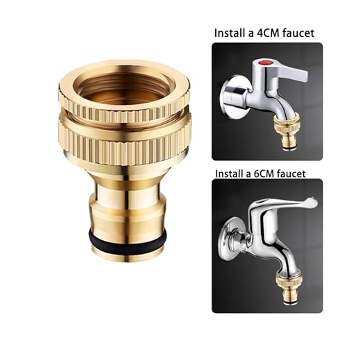 YUISI 2Pcs Tap Connector, 1/2 & 3/4 Inch Pipe Connector for Tap, Garden Hose Quick Connectors, Faucet Washing G-u-n Barrel Accessories, Suitable for Garden, Bathroom, Kitchen, Outdoor (2-in-1) - Image 2