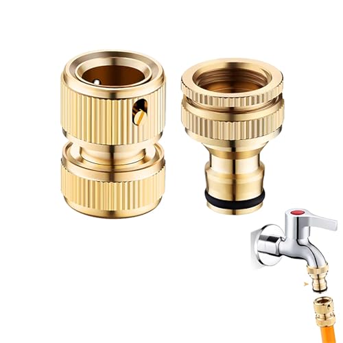 YUISI 2Pcs Tap Connector, 1/2 & 3/4 Inch Pipe Connector for Tap, Garden Hose Quick Connectors, Faucet Washing G-u-n Barrel Accessories, Suitable for Garden, Bathroom, Kitchen, Outdoor (2-in-1) - Image 1