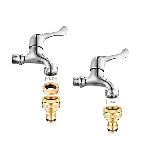 YUISI 2Pcs Tap Connector, 1/2 & 3/4 Inch Pipe Connector for Tap, Garden Hose Quick Connectors, Faucet Washing G-u-n Barrel Accessories, Suitable for Garden, Bathroom, Kitchen, Outdoor (2-in-1) - Image 4
