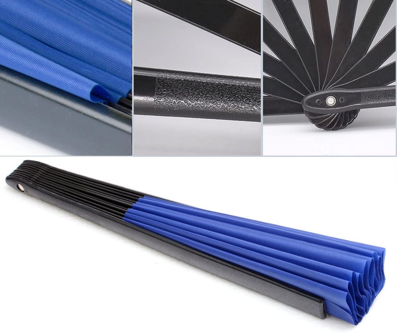 HONSHEN Folding Fan Chinese Hand Fan Performance Fan Nylon-Cloth Fan 13 inch (Blue) - Image 3