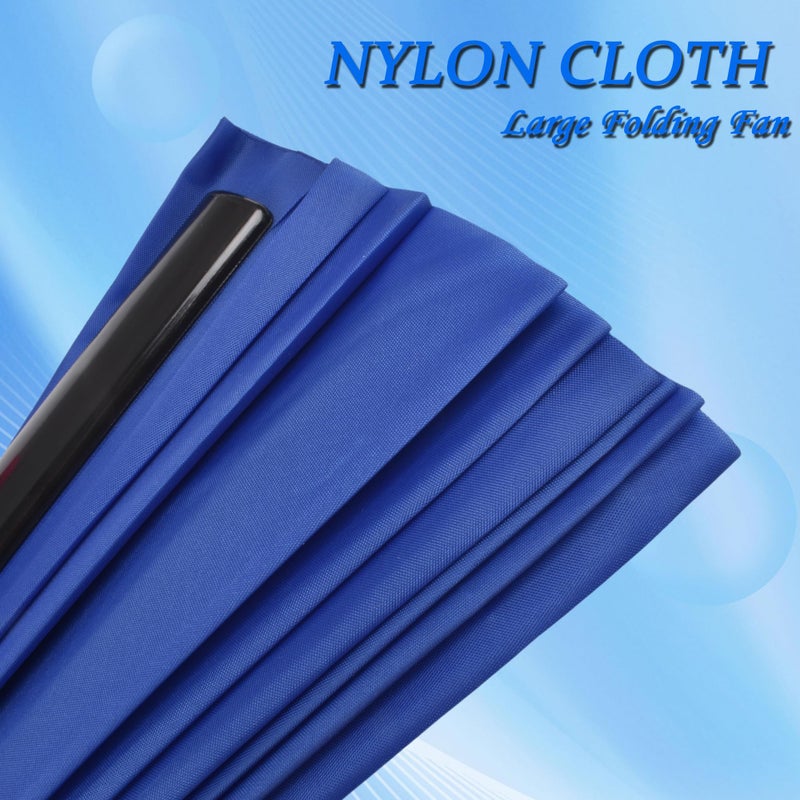 HONSHEN Folding Fan Chinese Hand Fan Performance Fan Nylon-Cloth Fan 13 inch (Blue) - Image 5