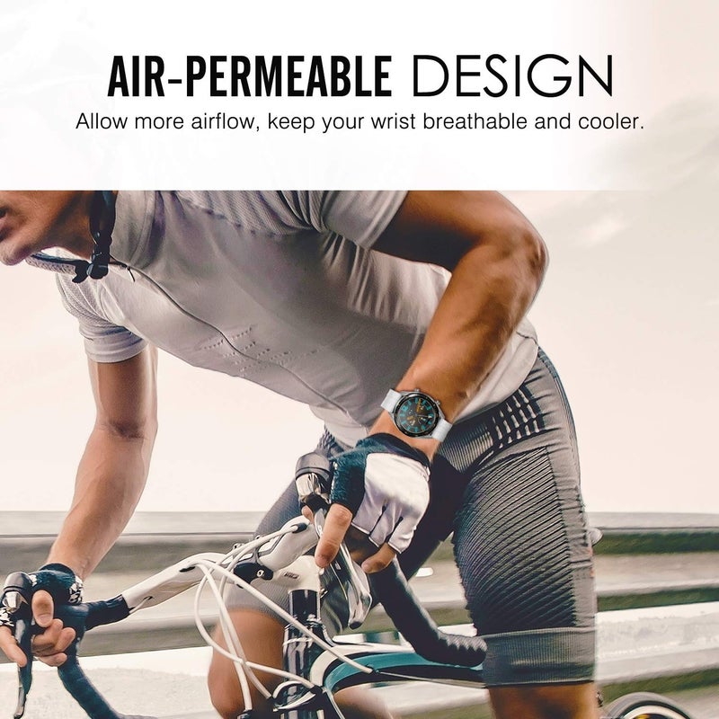 MoKo 3 Pack Bands Compatible with Huawei Watch GT5/GT5 Pro 46mm/GT4 46mm/GT3/GT3 Pro 46mm/GT/GT2 46mm/GT2 Pro/GT2e/GT Runner/Huawei Watch 4/4 Pro/3/3 Pro, 22mm Soft Silicone Replacement Strap, B/W/MB - Image 3