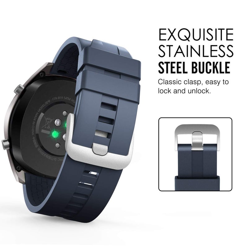 MoKo 3 Pack Bands Compatible with Huawei Watch GT5/GT5 Pro 46mm/GT4 46mm/GT3/GT3 Pro 46mm/GT/GT2 46mm/GT2 Pro/GT2e/GT Runner/Huawei Watch 4/4 Pro/3/3 Pro, 22mm Soft Silicone Replacement Strap, B/W/MB - Image 4