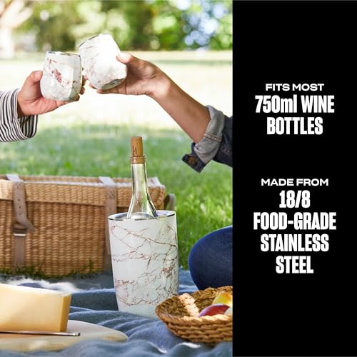S'well Stainless Steel Wine Chiller, Holds 750ml Bottle, Calacatta Gold, Triple Layered Vacuum Insulated Container Keeps Bottles Chilled for Longer, BPA Free Barware - Image 3