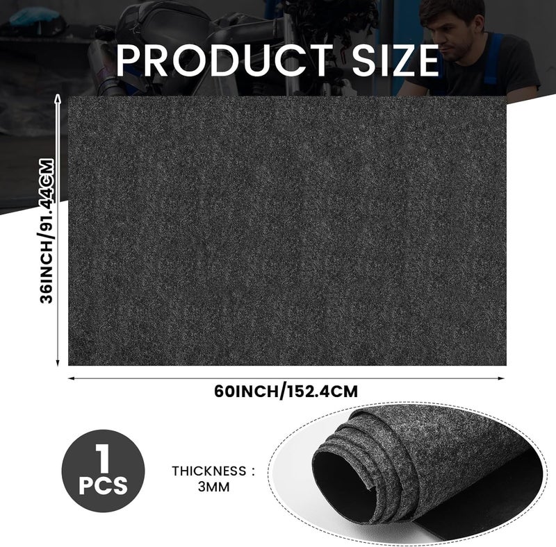 36 x 60 Inches Driveway Garage Oil Spill Mat - Black Rubber Absorbent Floor Mat - Image 2