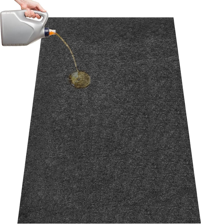 36 x 60 Inches Driveway Garage Oil Spill Mat - Black Rubber Absorbent Floor Mat - Image 1