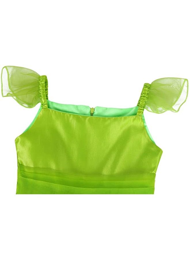 ISank Green Princess Dress Costumes for Girls Birthday Party Fancy Dress Up  - Image 4
