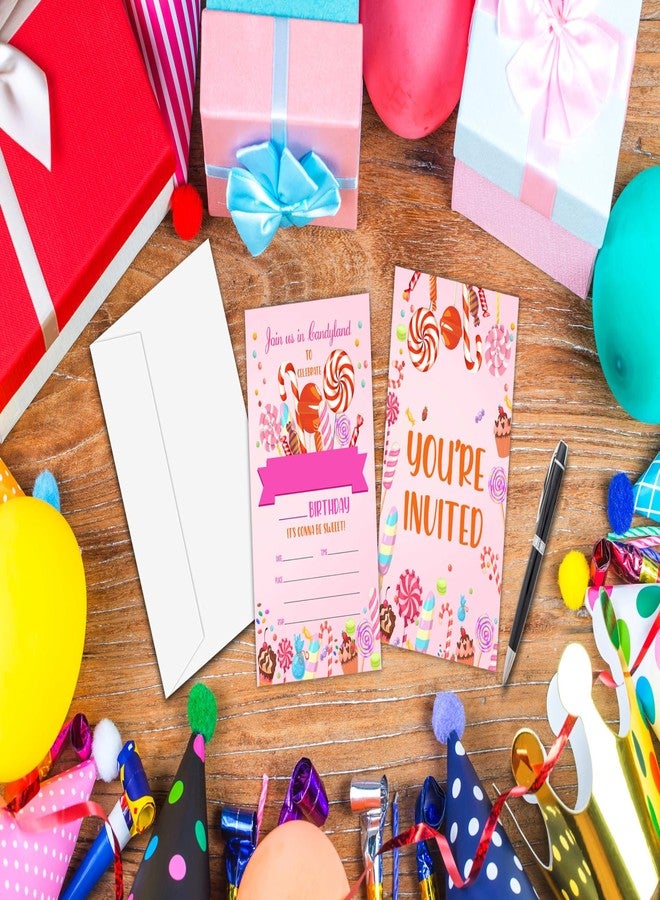 Zmyollo Sweet Celebration Birthday Invitations with Envelopes - 20PCS Candyland Birthday Party Invitations for Boys and Girls - Kids Birthday Party Supplies Decorations -20 - Image 3