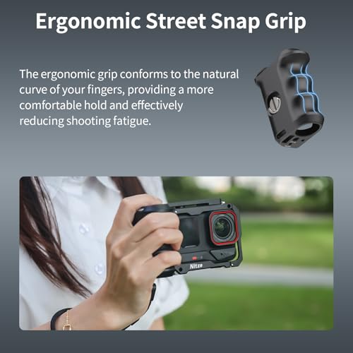 Nitze Street Snap Grip Kit for Insta360 Ace Pro 2Ace ProAce Metal Xplorer Grip Kit with with Cage Ergonomic Street Grip Wrist Strap and Cold Shoe Shutter Button TIN04B - Image 3
