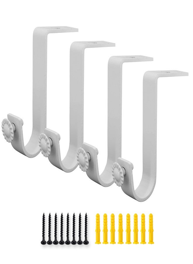 AddGrace 4 Pack Ceiling Curtain Rod Bracket Heavy Duty Single Curtain Rod Holders for 1 Inch Drapery Holder for Living Room Bedroom White - Image 1