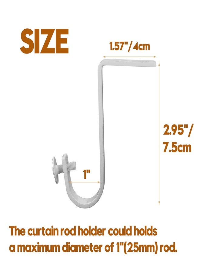 AddGrace 4 Pack Ceiling Curtain Rod Bracket Heavy Duty Single Curtain Rod Holders for 1 Inch Drapery Holder for Living Room Bedroom White - Image 2