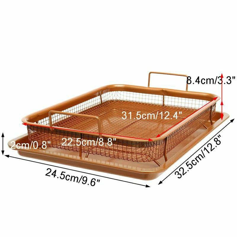 Premium Rectangular Healthy Frying Tray Set with Non-Stick Mesh & Large Size - Image 3