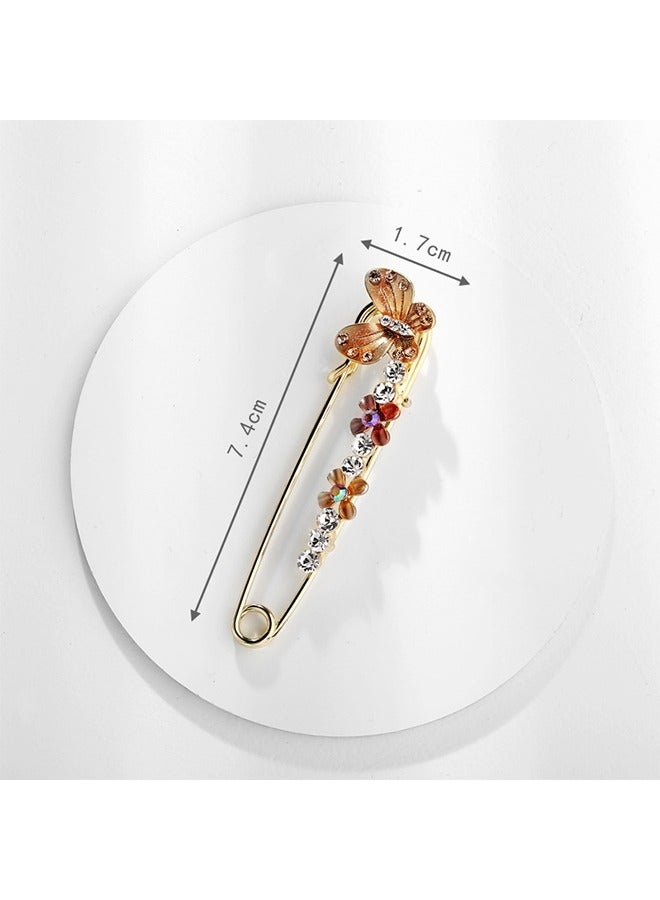 Beyond 2 Pcs erfly Flower Brooche, Anti Rust and Anti Fading Alloy Brooch Pins, Scarf buckle Corsage Scarf Clip Women Girls (Orange+Purple) - Image 2