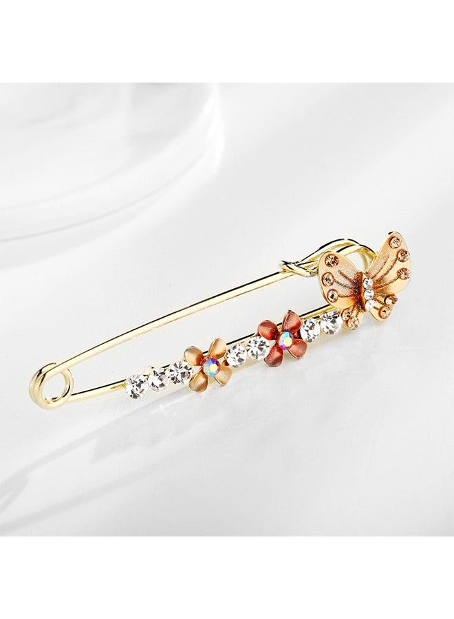 Beyond 2 Pcs erfly Flower Brooche, Anti Rust and Anti Fading Alloy Brooch Pins, Scarf buckle Corsage Scarf Clip Women Girls (Orange+Purple) - Image 4