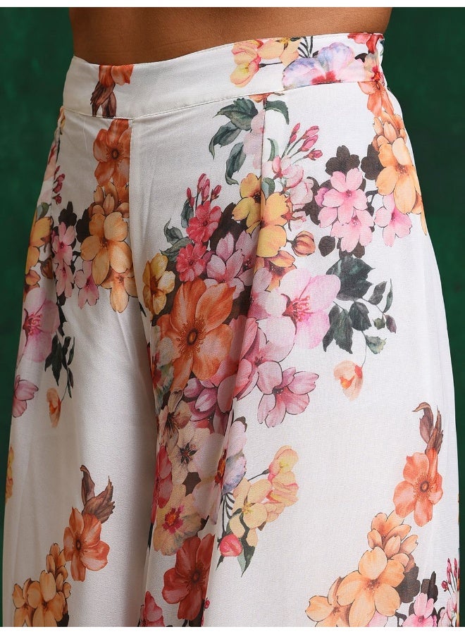 AKS Red Foil print Kurta with Floral palazzo and striped Dupatta - Image 5