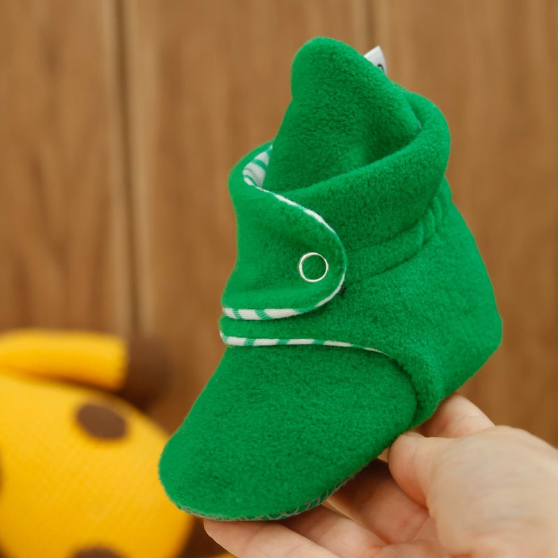 Ella Bonna Polar Baby Slippers, Non-Slip Sole, Organic Cotton Lined, First Step Home Slippers, Green  - Image 5