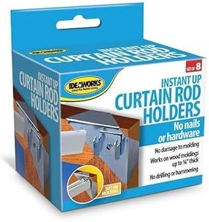 IdeaWorks Instant Up Curtain Rod Holders - Curtain Rod Brackets No Drilling - Perfect for Hanging on Any Wall - Image 1