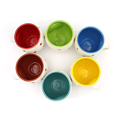 Mariner's Creation Colorful Classic Tea Cup Sets Of 6 Ceramic - Unique Great Designed With Comfortable Strong Handle | Serve Hot Tea And Coffee With Joy And Happiness - White, 150 Milliliters - Image 3