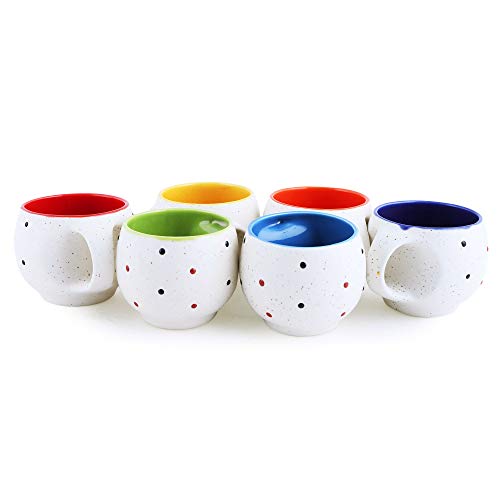 Mariner's Creation Colorful Classic Tea Cup Sets Of 6 Ceramic - Unique Great Designed With Comfortable Strong Handle | Serve Hot Tea And Coffee With Joy And Happiness - White, 150 Milliliters - Image 1
