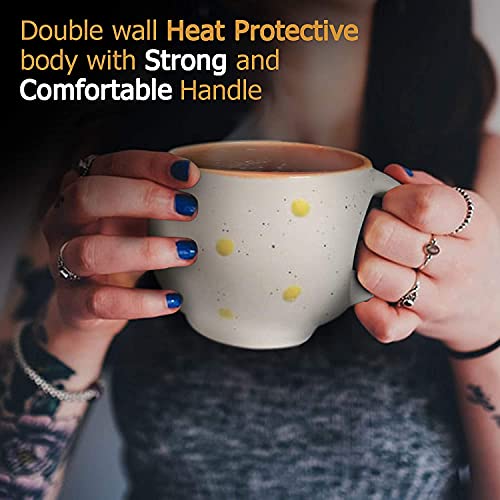 Mariner's Creation Colorful Classic Tea Cup Sets Of 6 Ceramic - Unique Great Designed With Comfortable Strong Handle | Serve Hot Tea And Coffee With Joy And Happiness - White, 150 Milliliters - Image 5