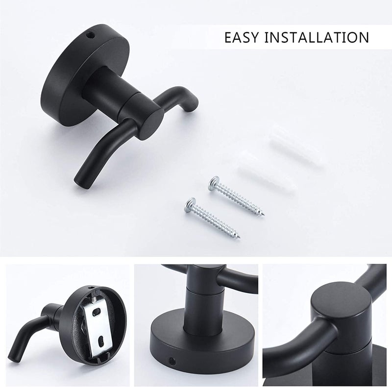 iSTAR Black Bathroom Hooks | Modern Wall Mounted Towel Hooks | Ideal for Bathroom, Shower, Kitchen Hand Towel Holder (Pack of 2) - Image 4