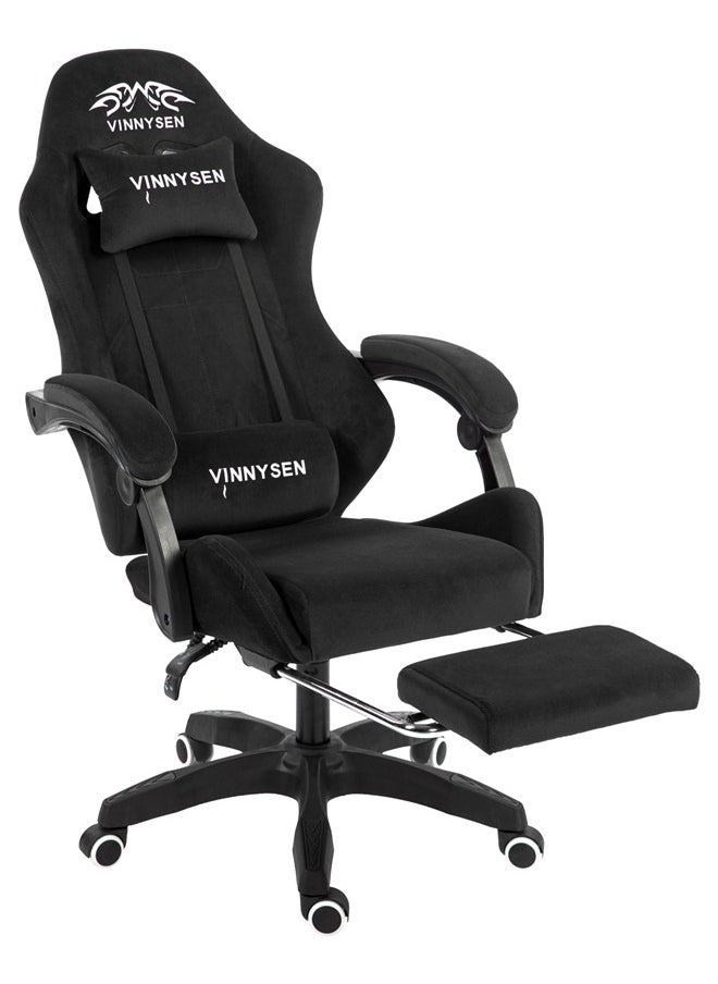 VINNYSEN Gaming Chair Computer Chair Velvet Fabric Game Chair with Head Pillow and Waist Pillow Ergonomic Computer Chair with Footrest  - Image 1