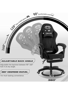 VINNYSEN Gaming Chair Computer Chair Velvet Fabric Game Chair with Head Pillow and Waist Pillow Ergonomic Computer Chair with Footrest  - Image 5