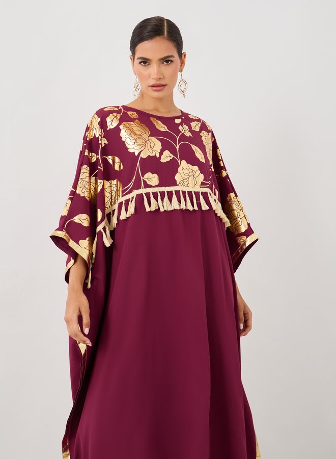 Take Two Women Floral Print Tassel Detail Maxi Kaftan - Image 3