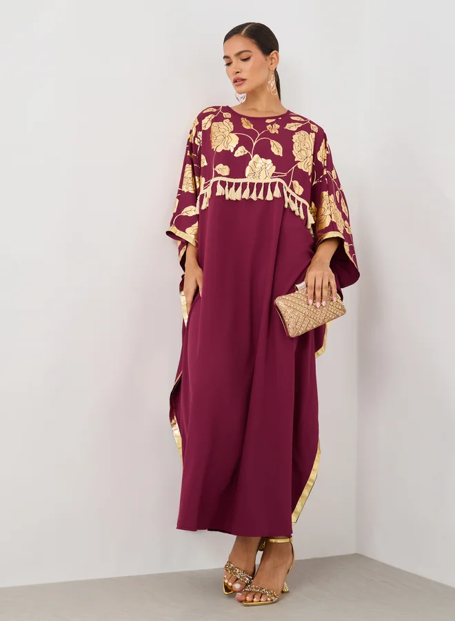 تايك تو Take Two Women Floral Print Tassel Detail Maxi Kaftan