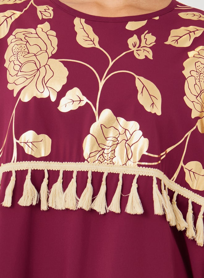 Take Two Women Floral Print Tassel Detail Maxi Kaftan - Image 5