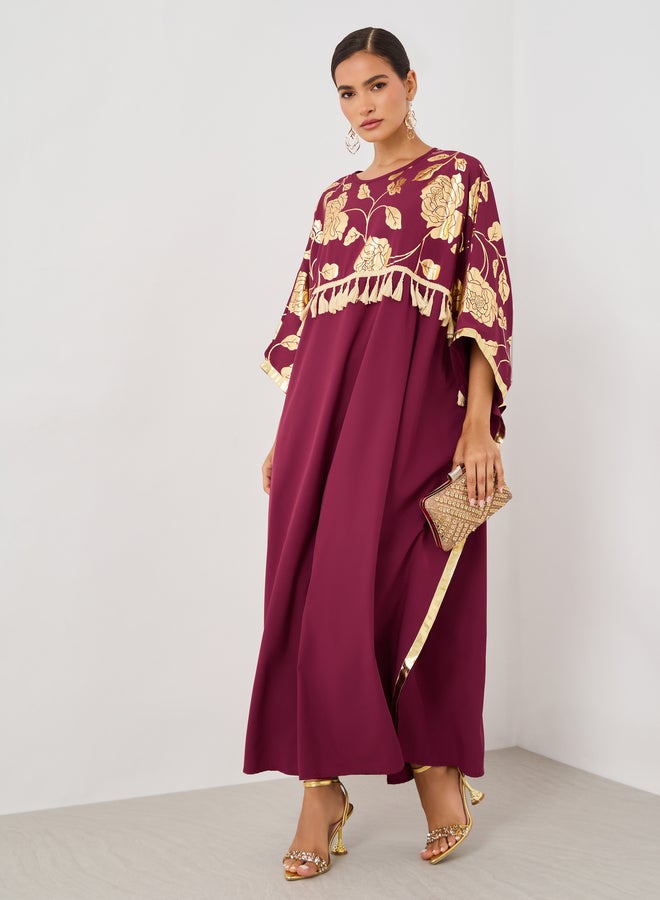 Take Two Women Floral Print Tassel Detail Maxi Kaftan - Image 2