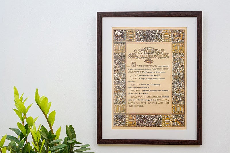 Indic Inspirations Indic Inspirations Preamble of indian Constitution Frame 48 cms x 38 cms Printed on Constitution papermulticolor  - Image 2